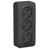 Бланка антрацит розетка открытая 3-мест IP20 