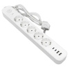 Удлинитель 5-мест 3м ПВС 3*1,5 белый выкл EKF  2USB 2,4А+2USBtype-С